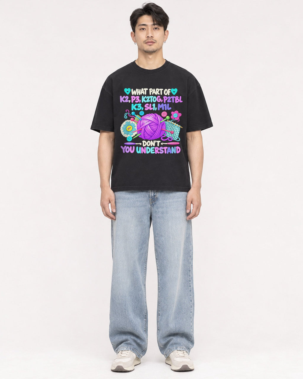 Mockup Boxy Heavyweight Tee Black male full-body 13