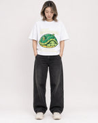Mockup Boxy Heavyweight Tee White female full-body 33