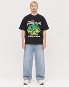 Mockup Boxy Heavyweight Tee Black male full-body 33