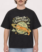 Mockup Boxy Heavyweight Tee Black male close-up 09