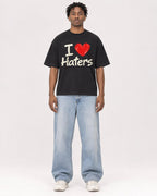 Mockup Boxy Heavyweight Tee Black male full-body 05