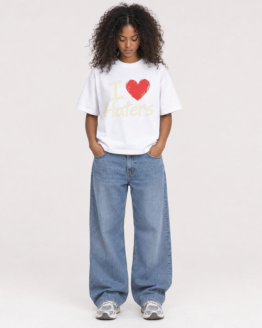 Mockup Boxy Heavyweight Tee White female full-body 05