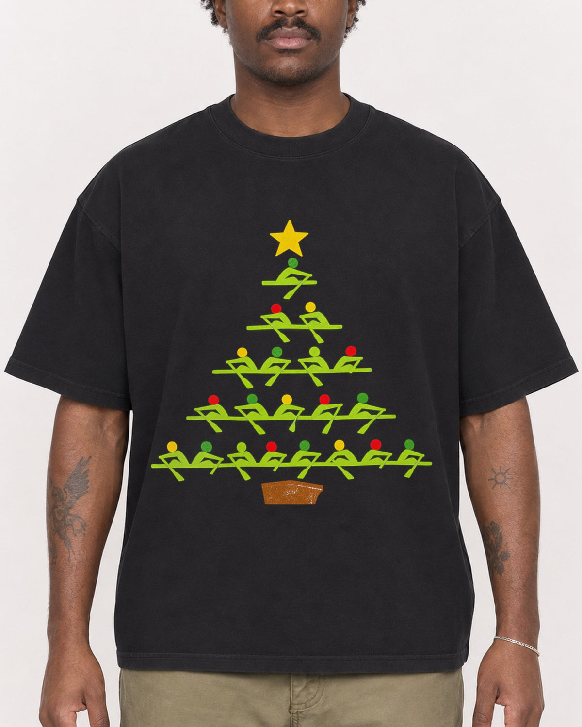 Mockup Boxy Heavyweight Tee Black male close-up 24