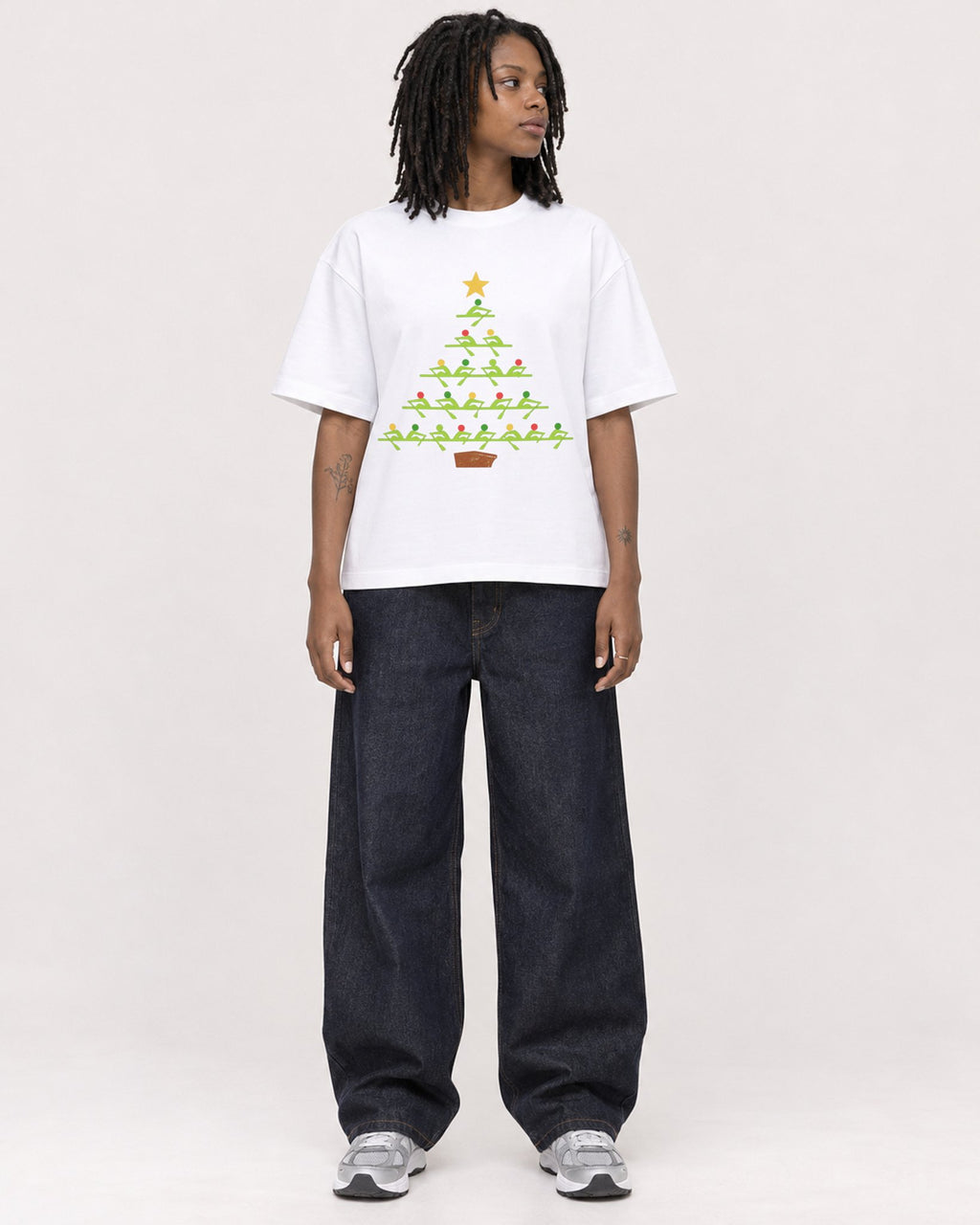 Mockup Boxy Heavyweight Tee White female full-body 24