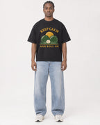 Mockup Boxy Heavyweight Tee Black male full-body 25