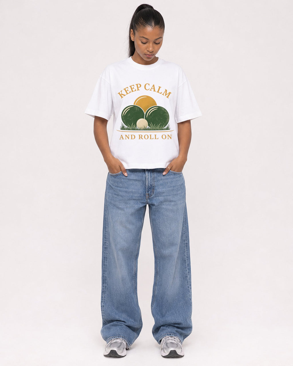 Mockup Boxy Heavyweight Tee White female full-body 25
