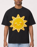 Mockup Boxy Heavyweight Tee Black male close-up 25