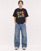 Mockup Boxy Heavyweight Tee Black female full-body 12