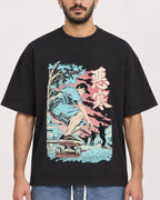 Mockup Boxy Heavyweight Tee Black male close-up 07