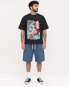 Mockup Boxy Heavyweight Tee Black male full-body 07