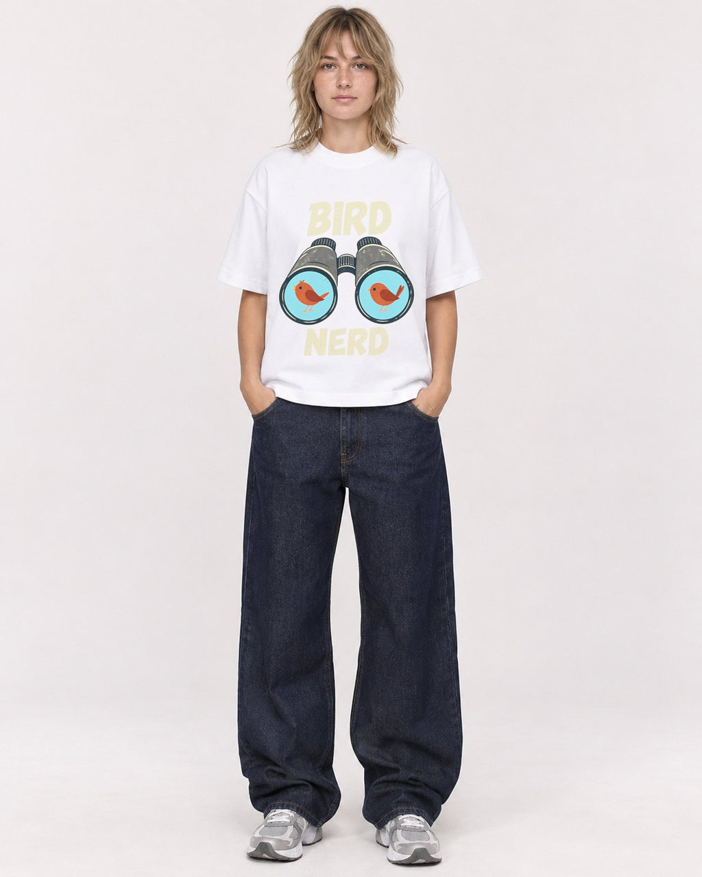 Mockup Boxy Heavyweight Tee White female full-body 19