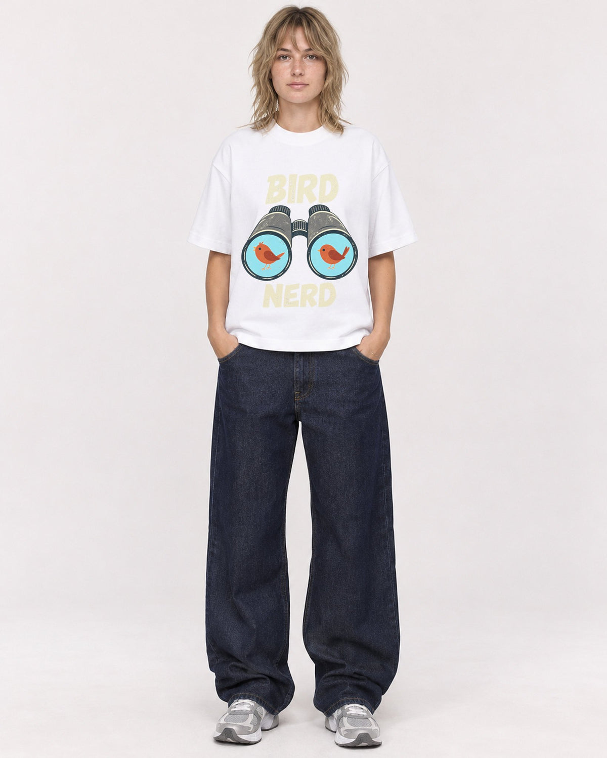 Mockup Boxy Heavyweight Tee White female full-body 19