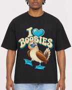 Mockup Boxy Heavyweight Tee Black male close-up 05