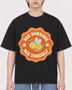 Mockup Boxy Heavyweight Tee Black male close-up 11