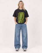 Mockup Boxy Heavyweight Tee Black female full-body 08