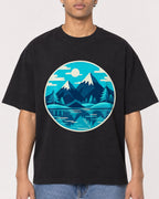 Mockup Boxy Heavyweight Tee Black male close-up 10