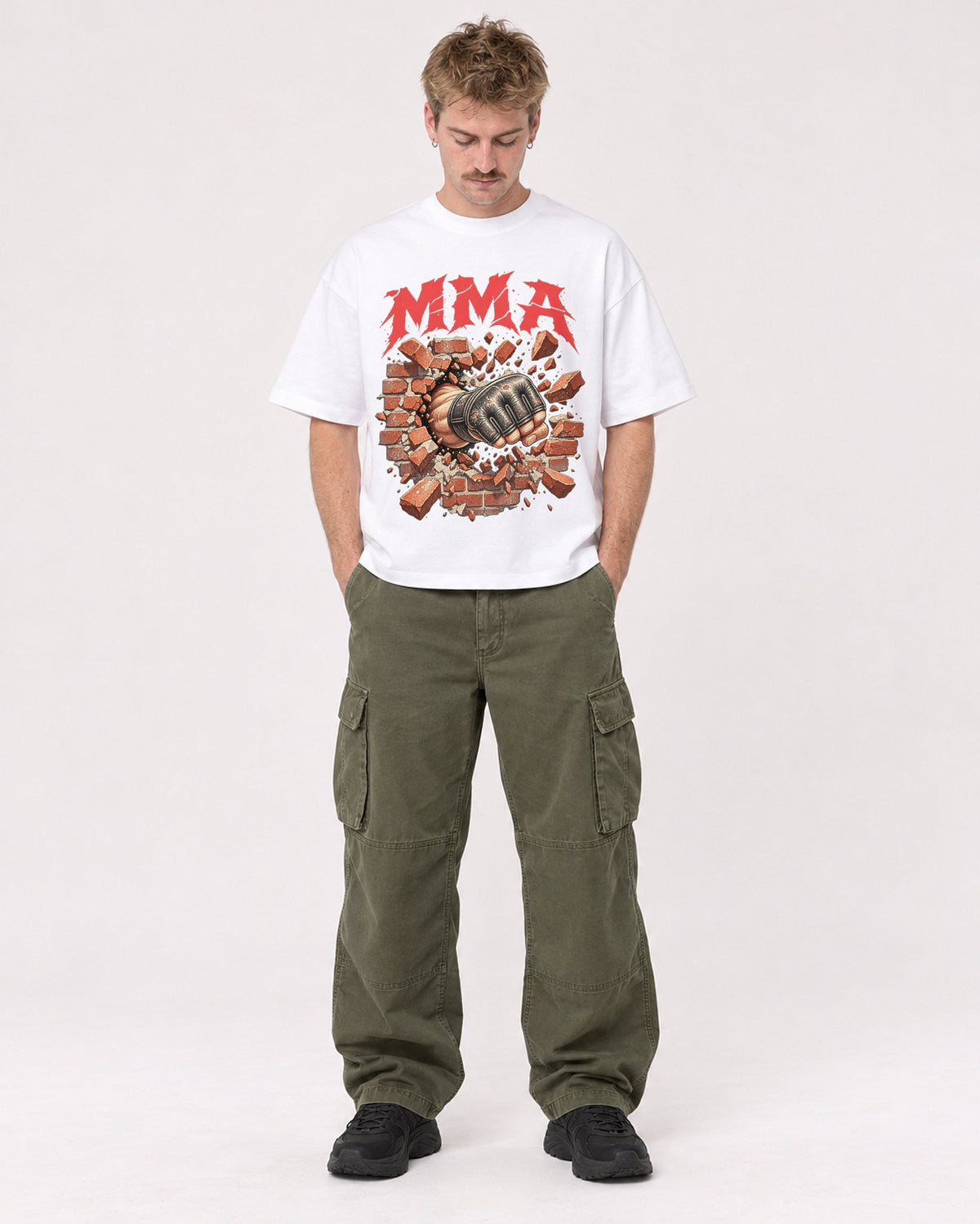 Mockup Boxy Heavyweight Tee White male full-body 19