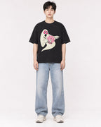 Mockup Boxy Heavyweight Tee Black male full-body 01