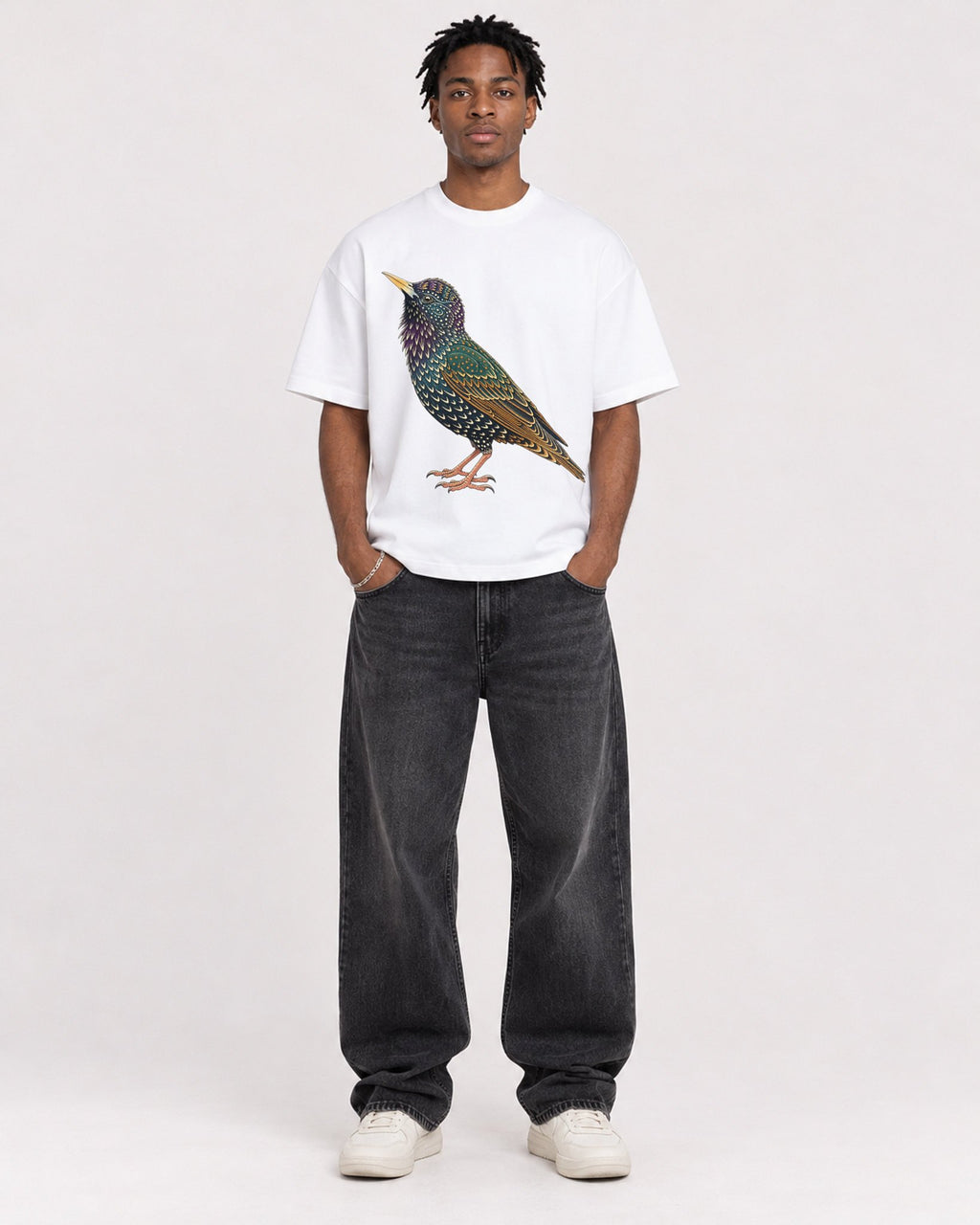 Mockup Boxy Heavyweight Tee White male full-body 05