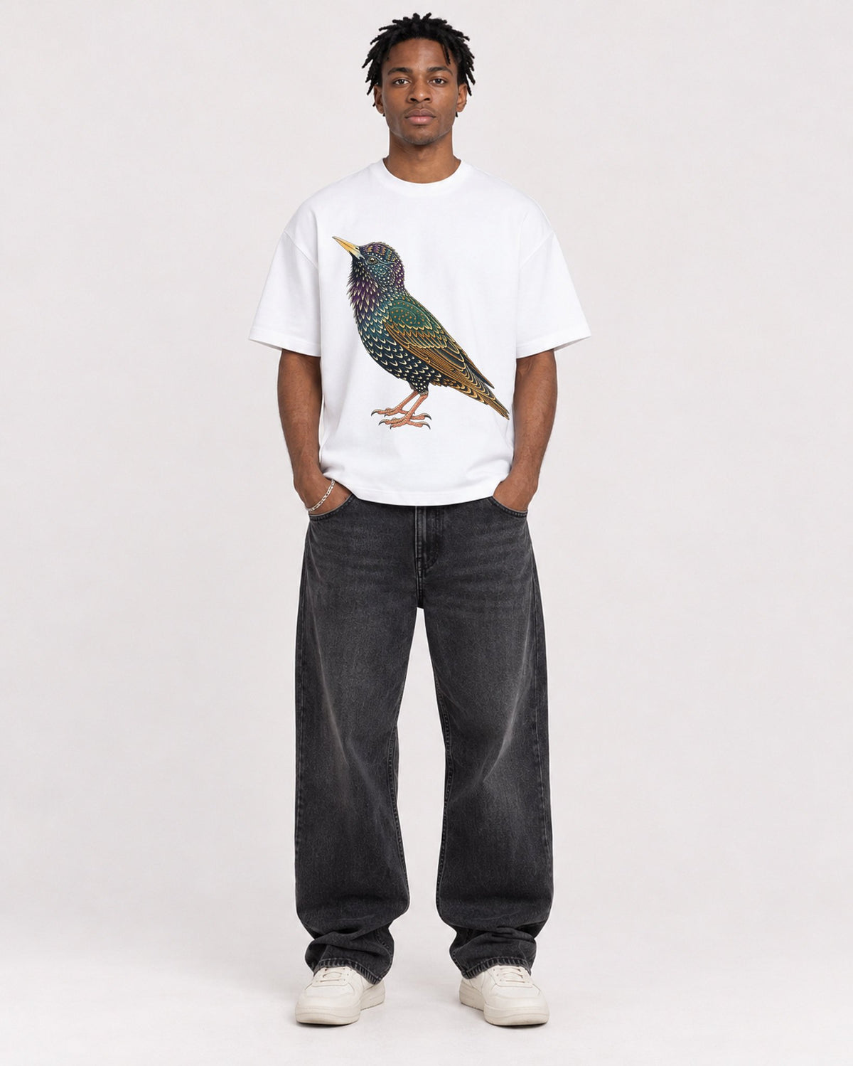 Mockup Boxy Heavyweight Tee White male full-body 05
