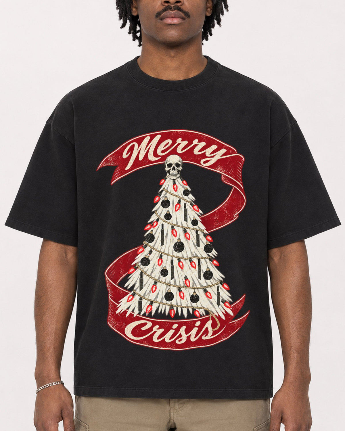 Mockup Boxy Heavyweight Tee Black male close-up 04