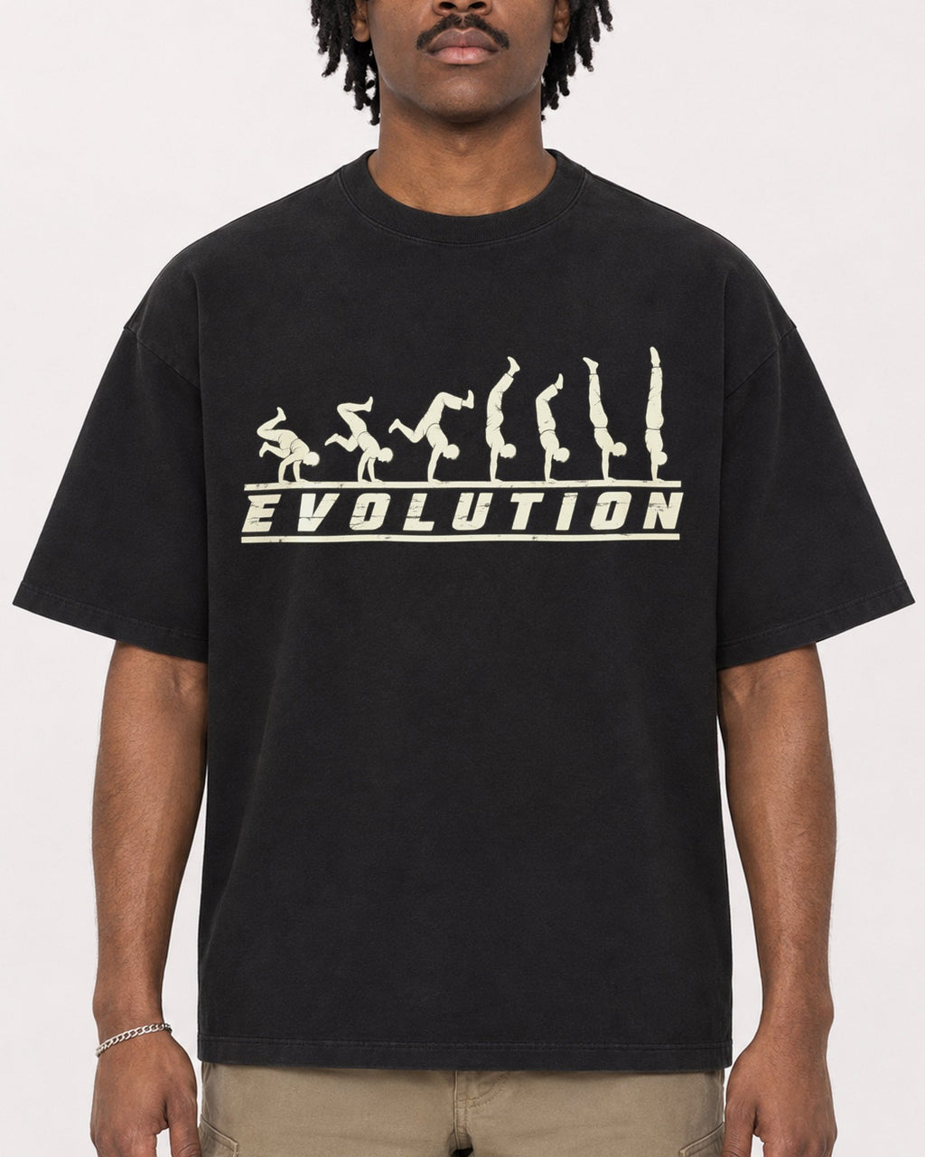 Mockup Boxy Heavyweight Tee Black male close-up 04
