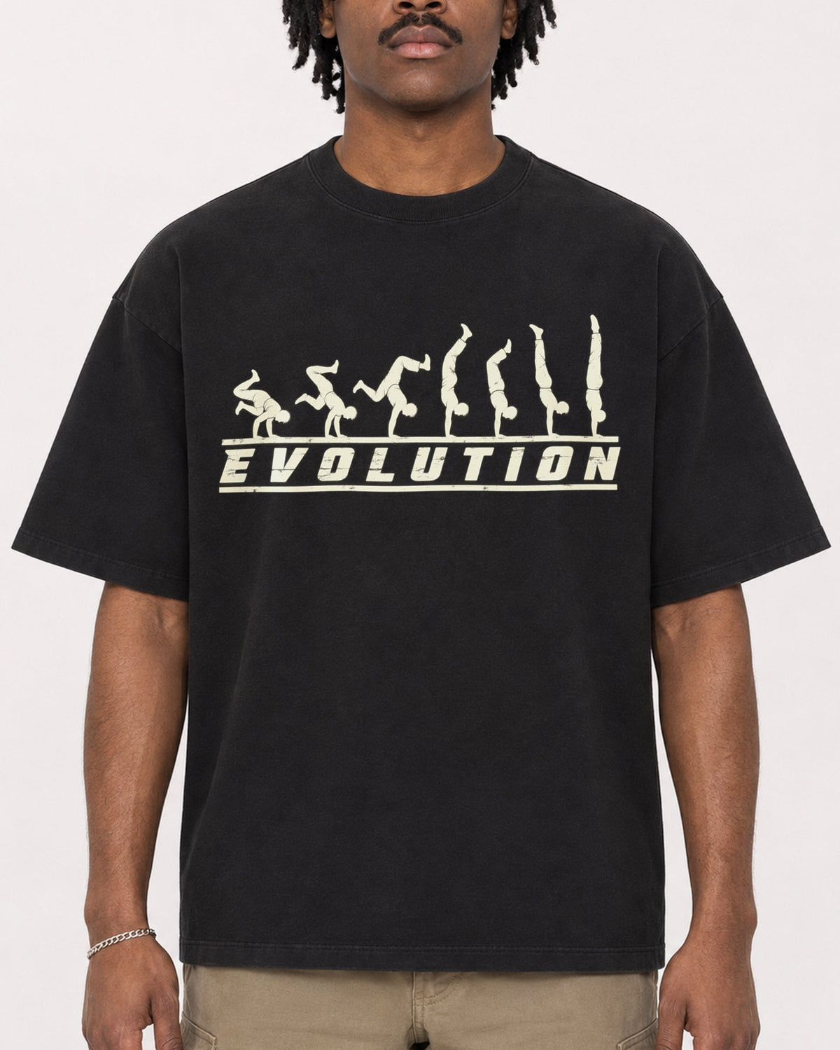 Mockup Boxy Heavyweight Tee Black male close-up 04