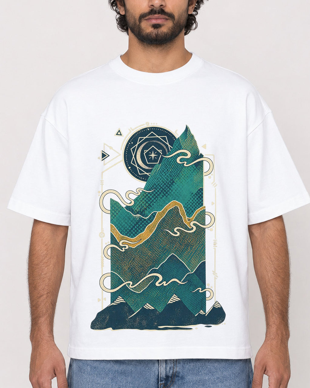 Mockup Boxy Heavyweight Tee White male close-up 17