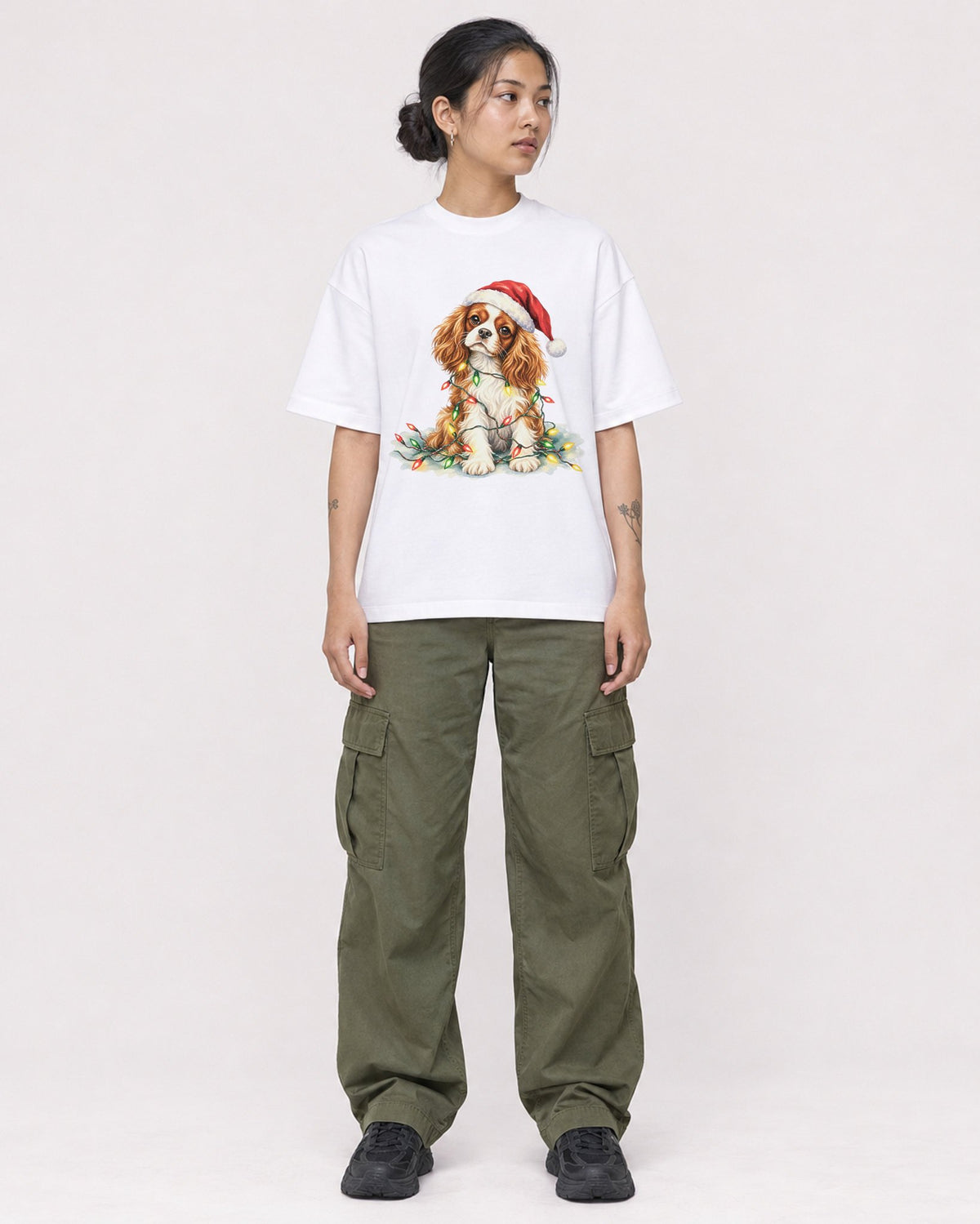 Mockup Boxy Heavyweight Tee White female full-body 12