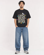 Mockup Boxy Heavyweight Tee Black male full-body 02