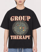 Mockup Boxy Heavyweight Tee Black male close-up 11