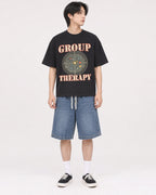 Mockup Boxy Heavyweight Tee Black male full-body 11