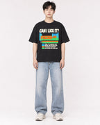Mockup Boxy Heavyweight Tee Black male full-body 01