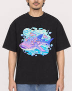 Mockup Boxy Heavyweight Tee Black male close-up 02