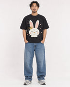 Mockup Boxy Heavyweight Tee Black male full-body 02