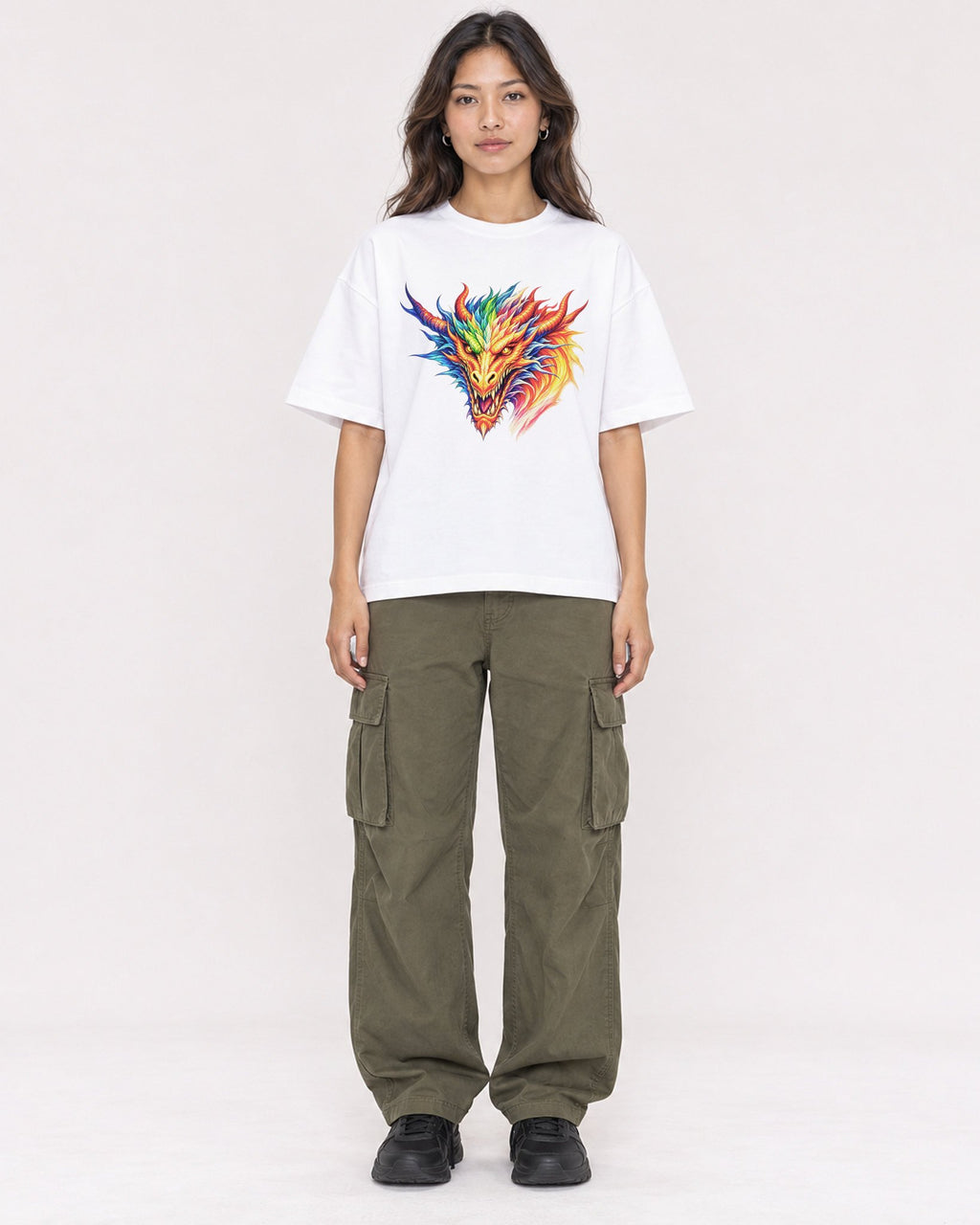 Mockup Boxy Heavyweight Tee White female full-body 02
