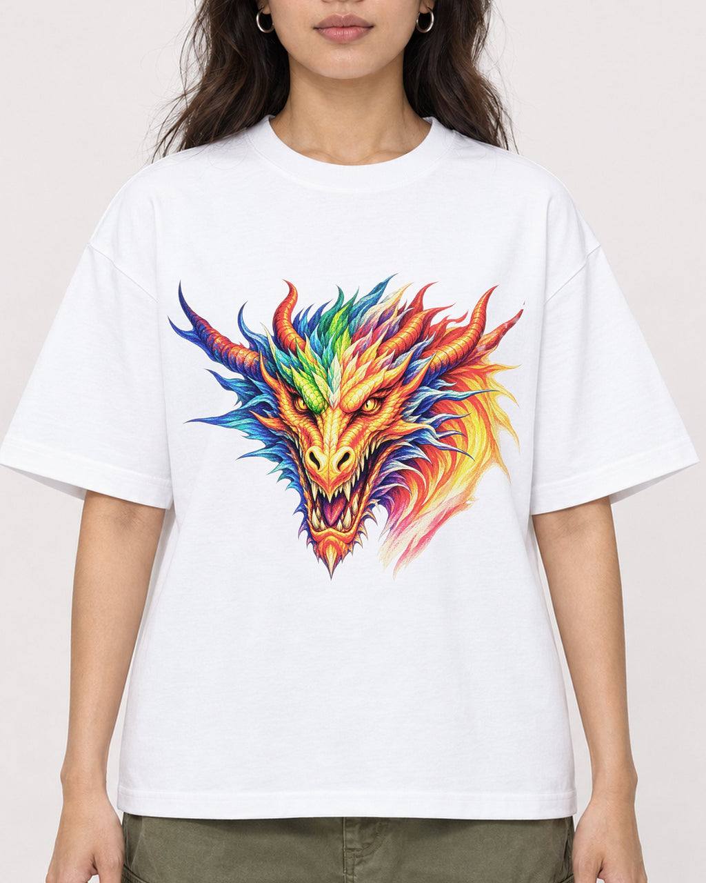 Mockup Boxy Heavyweight Tee White female close-up 02