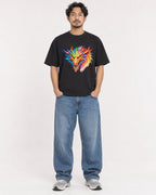 Mockup Boxy Heavyweight Tee Black male full-body 02