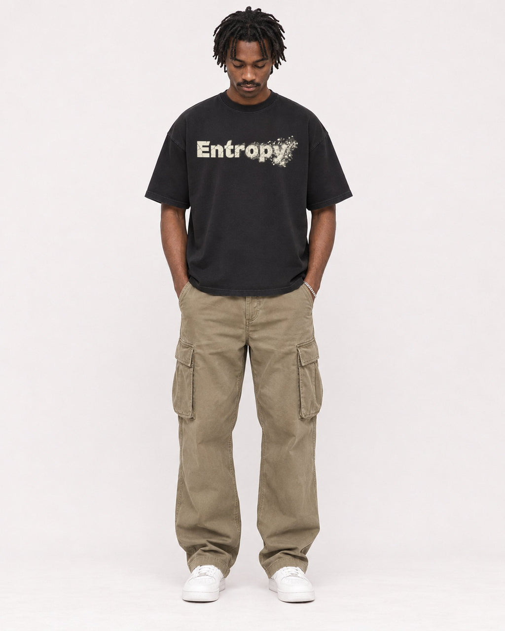 Mockup Boxy Heavyweight Tee Black male full-body 04