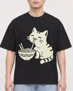 Mockup Boxy Heavyweight Tee Black male close-up 33
