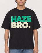 Mockup Boxy Heavyweight Tee Black male close-up 06