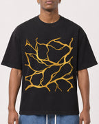 Mockup Boxy Heavyweight Tee Black male close-up 15