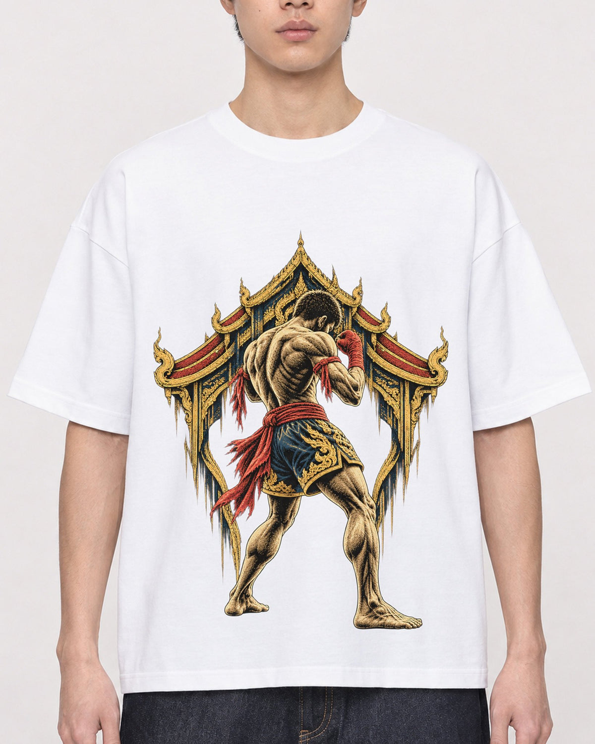 Mockup Boxy Heavyweight Tee White male close-up 01
