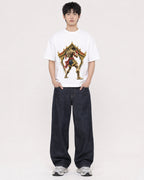 Mockup Boxy Heavyweight Tee White male full-body 01