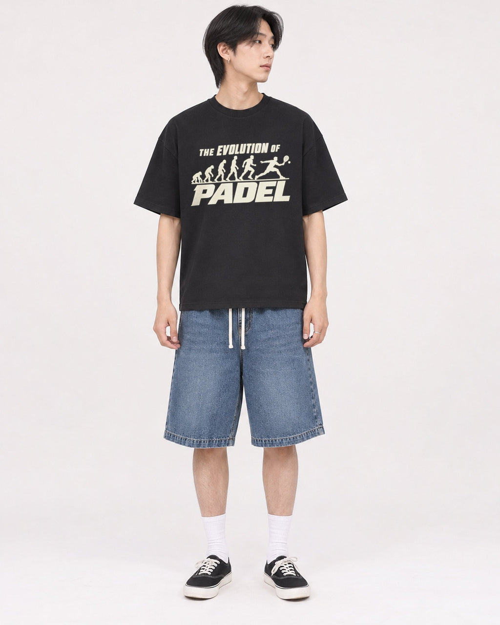 Mockup Boxy Heavyweight Tee Black male full-body 11