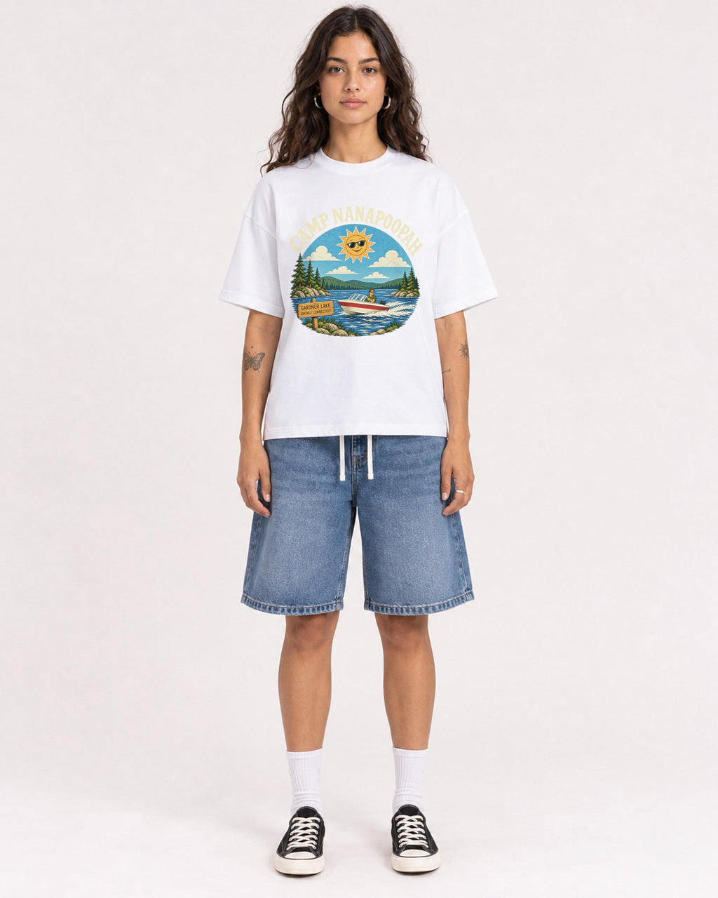 Mockup Boxy Heavyweight Tee White female full-body 06