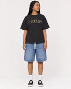 Mockup Boxy Heavyweight Tee Black female full-body 45