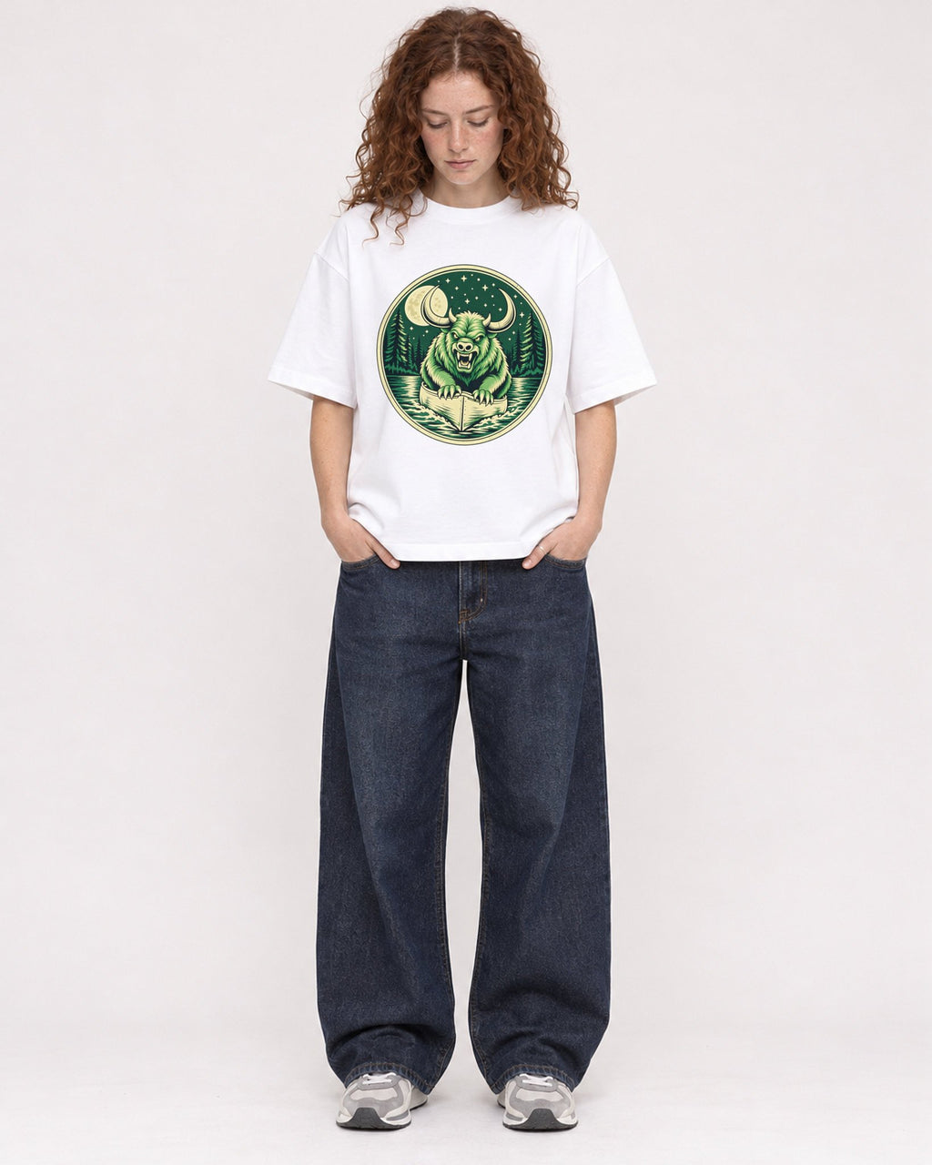 Mockup Boxy Heavyweight Tee White female full-body 09