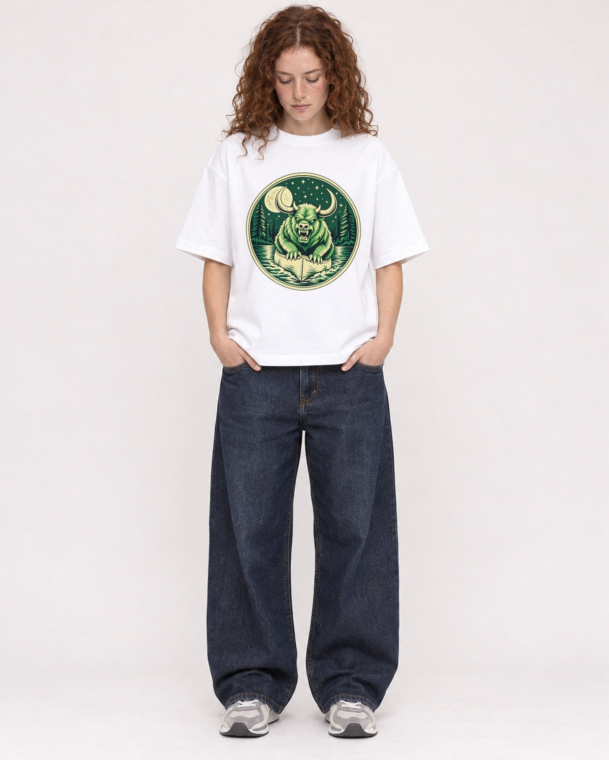 Mockup Boxy Heavyweight Tee White female full-body 09