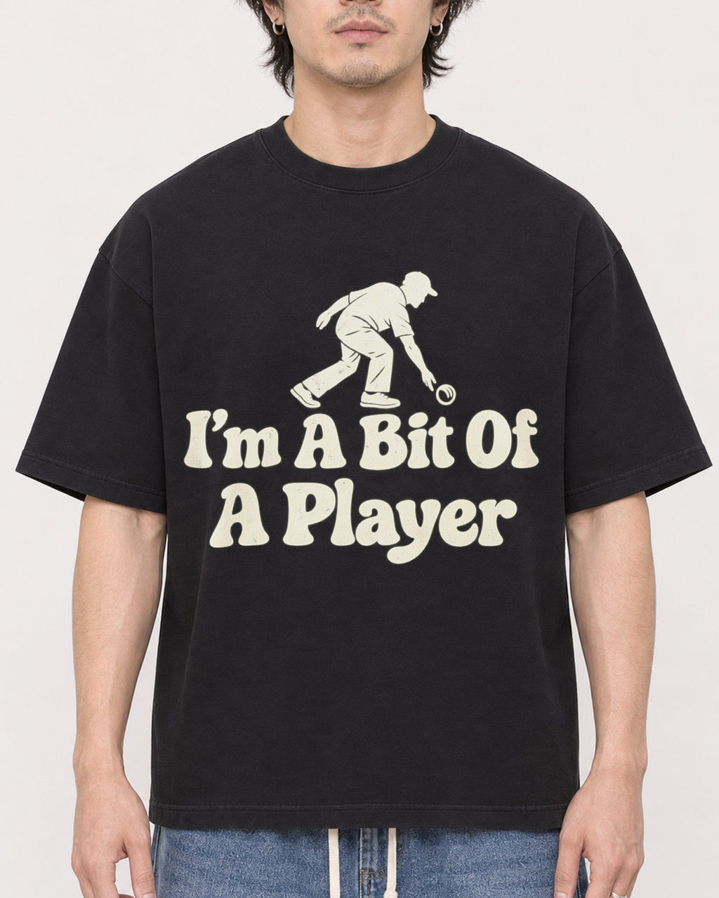 Mockup Boxy Heavyweight Tee Black male close-up 03
